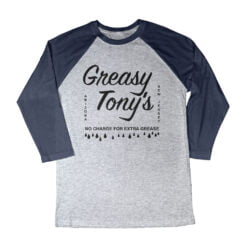 Greasy Tony's 3/4 Long Sleeve Raglan T-Shirt | Dudley 'Booger' Dawson | Revenge Of The Nerds