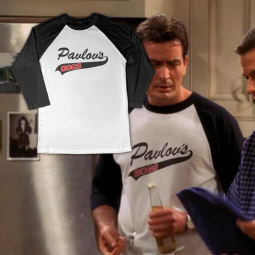 Pavlov's Dogs 3/4 Long Sleeve Raglan T-Shirt | Charlie Harper | Two And A Half Men