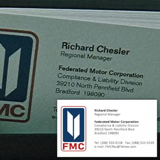 Richard Chesler Regional Manager Business Card | Fight Club