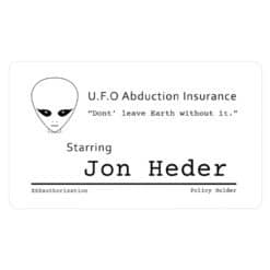 UFO Abduction Insurance Card Vinyl Decals Sticker | Napoleon Dynamite