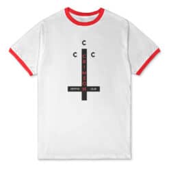 Crimson Crypto Club Ringer T-Shirt | Blockchain Coltrane | Clerks 3