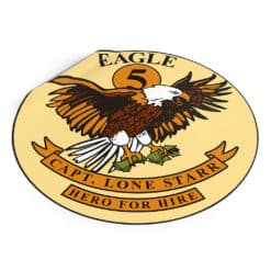 Eagle 5 Capt. Lone Starr Hero For Hire Round Vinyl Sticker | Spaceballs