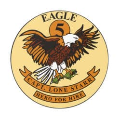 Eagle 5 Capt. Lone Starr Hero For Hire Round Vinyl Sticker | Spaceballs