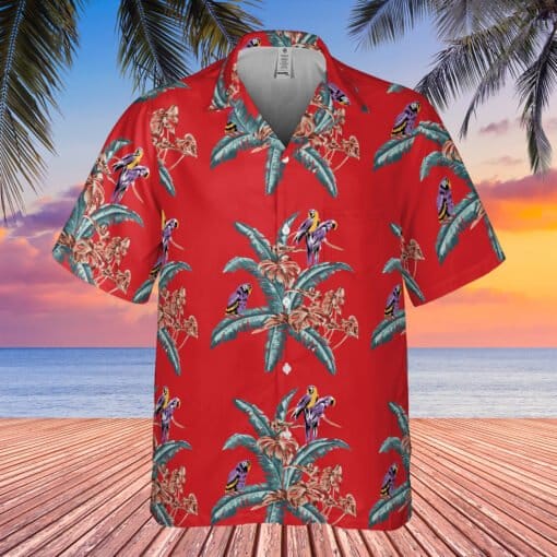 Red Jungle Bird Hawaiian Shirt | Thomas Magnum Tom Selleck | Magnum PI