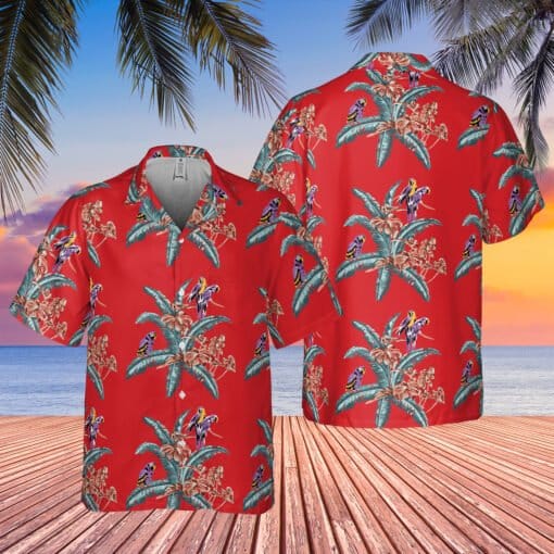 Red Jungle Bird Hawaiian Shirt | Thomas Magnum Tom Selleck | Magnum PI