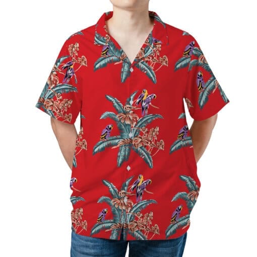 Red Jungle Bird Hawaiian Shirt | Thomas Magnum Tom Selleck | Magnum PI