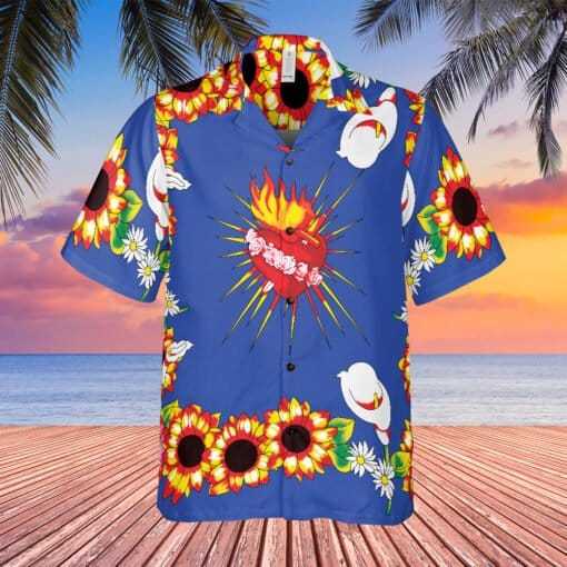 Sunflower Heart On Fire Hawaiian Shirt | Leonardo DiCaprio | Romeo And Juliet 1996