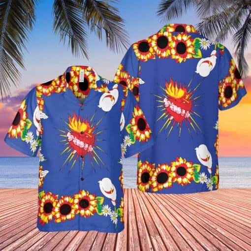 Sunflower Heart On Fire Hawaiian Shirt | Leonardo DiCaprio | Romeo And Juliet 1996