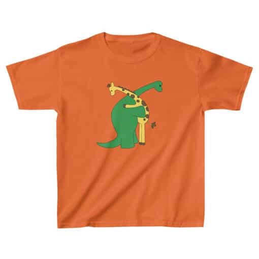 Dinosaur Hugging A Giraffe Kids T-Shirt | Lucas | Good Boys