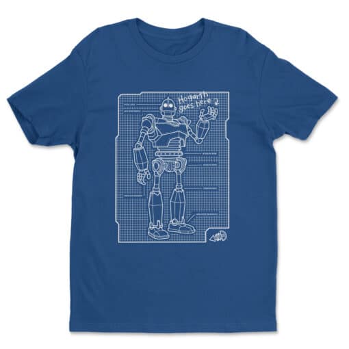 Hogarth Goes Here Robot Blueprint T-Shirt | Freddy Freeman | Shazam! Fury Of The Gods