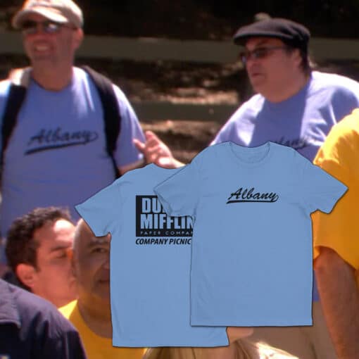 Albany Dunder Mifflin Paper Company Blue T-Shirt | The Office