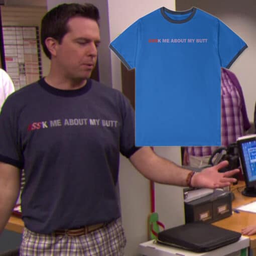 Assk Me About My Butt Ringer T-Shirt | Andy Bernard | The Office