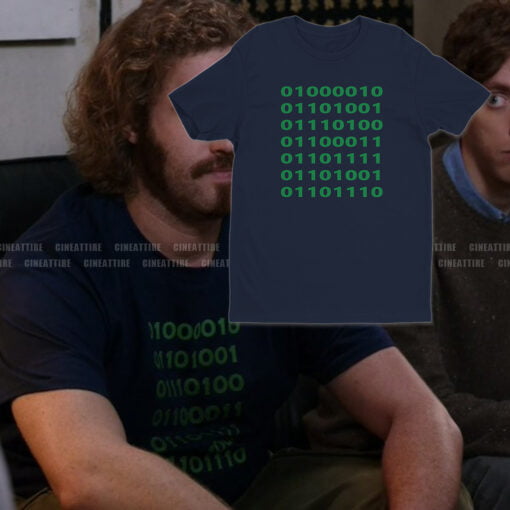 Bitcoin In Binary T-Shirt | Erlich Bachman | Silicon Valley