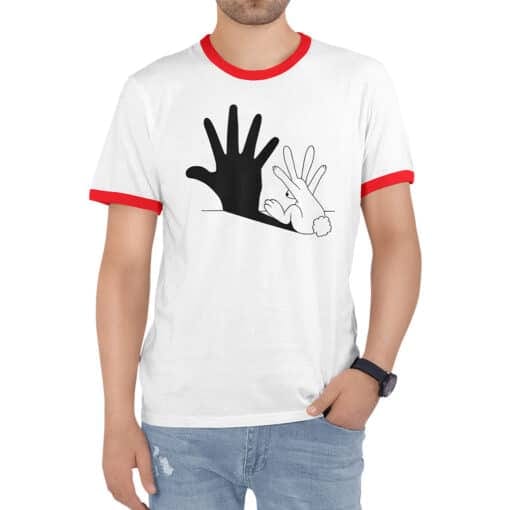 Rabbit Hand Shadow Ringer T-Shirt | Dez | Austin & Ally