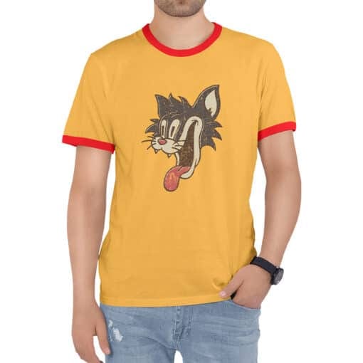 Crazy Cat Smiling Psycho Ringer T-Shirt | Patrick Hockstetter | IT